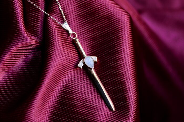 Colgante Espada Piedra luna (Oro rosa)