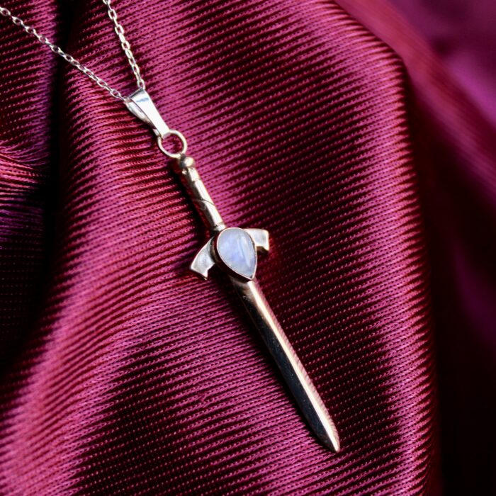 Colgante Espada Piedra luna (Oro rosa)